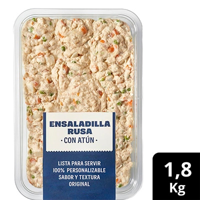 Ensaladilla rusa con atún bandeja 1,8kg - Maximiza la eficiencia en cocina, la estandarización del resultado y del escandallo, con un producto fresco y elaborado con ingredientes de calidad.