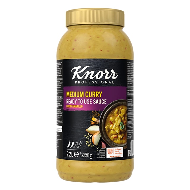 Knorr Salsa Líquida Curry Amarillo lista para usar sin gluten bote 2,2L - 