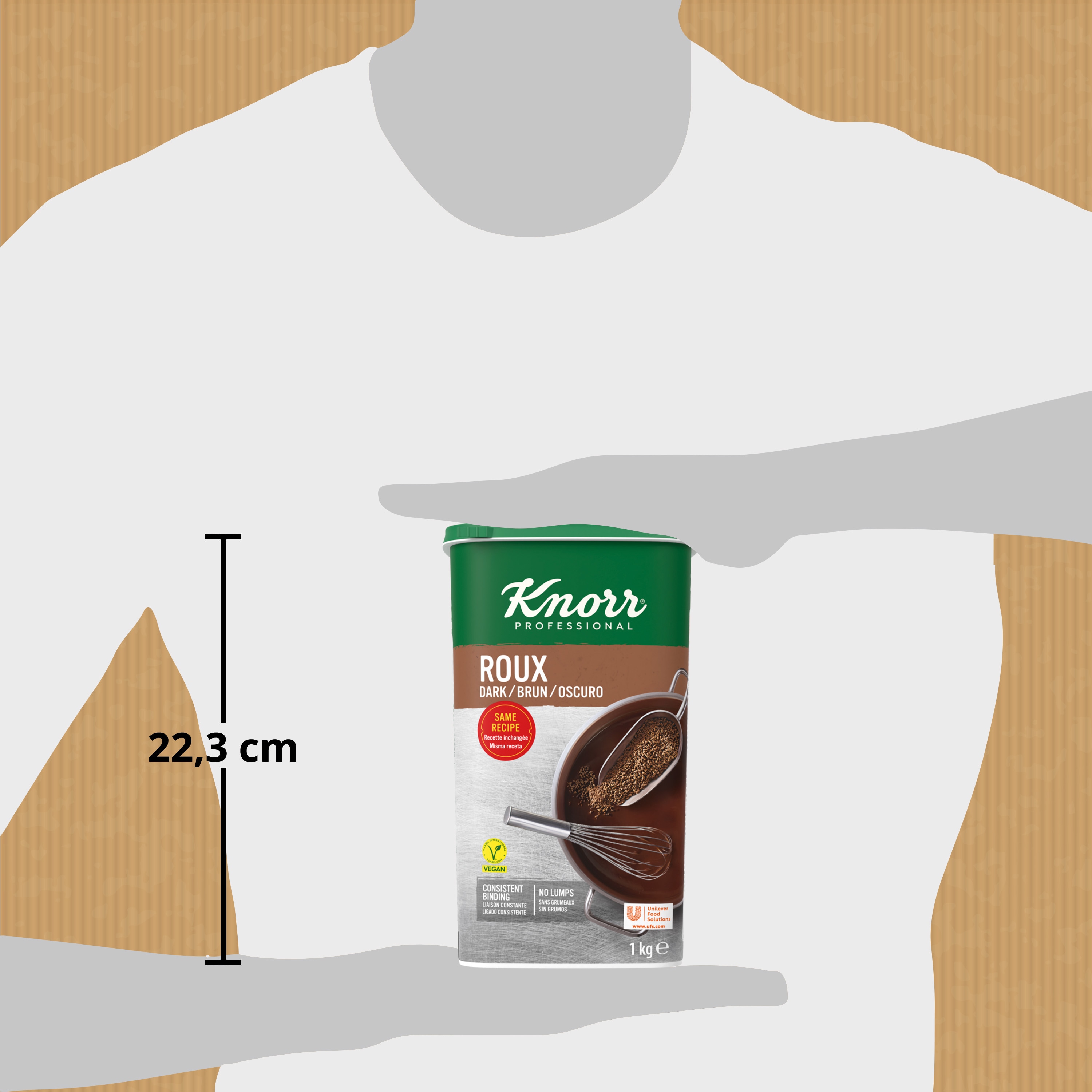 Knorr Roux Espesante Oscuro sin lactosa bote 1kg - Roux Oscuro Knorr, ideal para perfeccionar el punto de espesor y brillo de las salsas, sin alterar el sabor