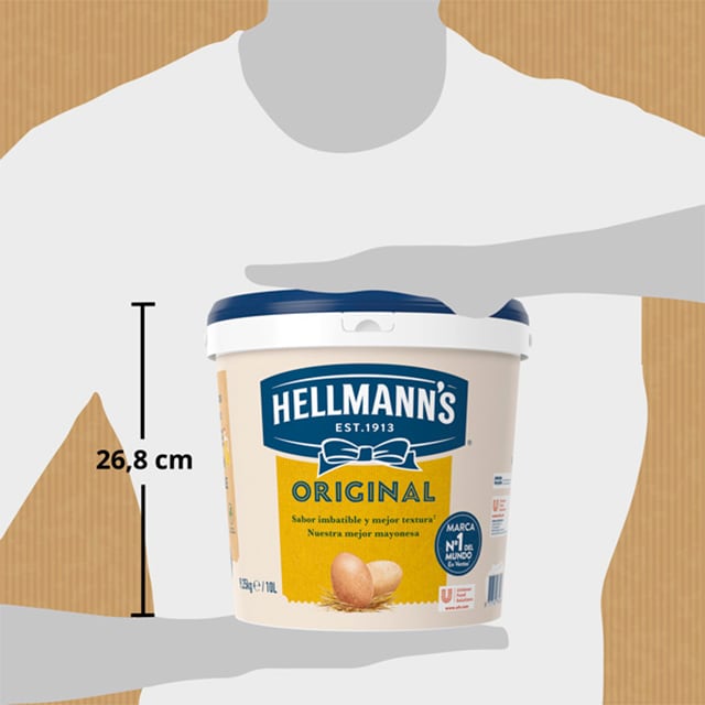 Hellmann’s Original mayonesa sin gluten cubo 10L - Hellmann’s Original, el sabor imbatible y la mejor textura del N.º 1 en ventas.