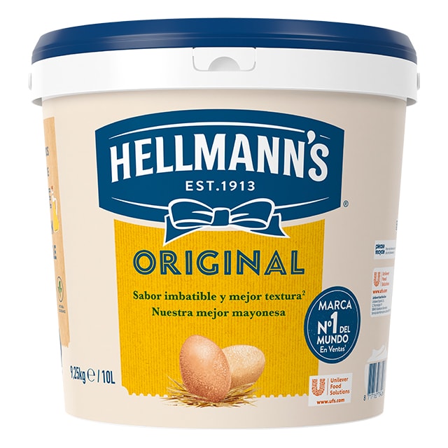 Hellmann’s Original mayonesa sin gluten cubo 10L - Hellmann’s Original, el sabor imbatible y la mejor textura del N.º 1 en ventas.